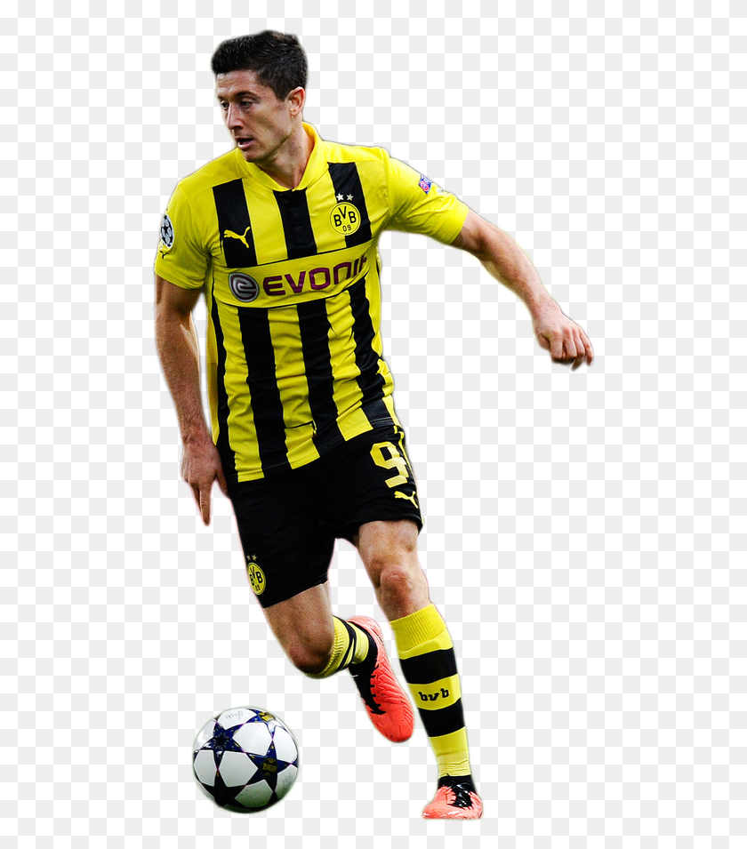 500x895 Lewandowski Borussia Dortmund Kick Up A Soccer Ball, Person, Human, Ball HD PNG Download