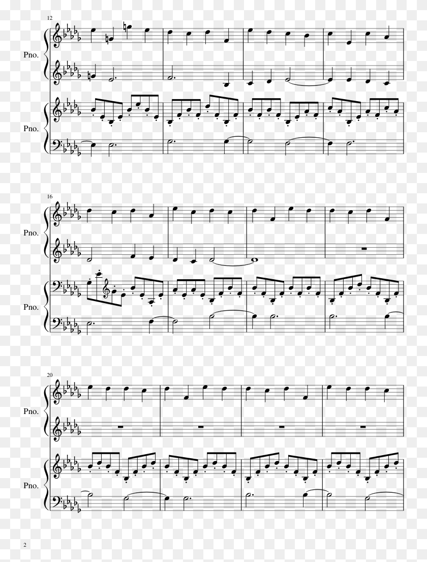 750x1045 Lg 208808127 Sheet Music 2 Of 9 Pages Nier Automata Piano Sheet Music, Gray, World Of Warcraft HD PNG Download