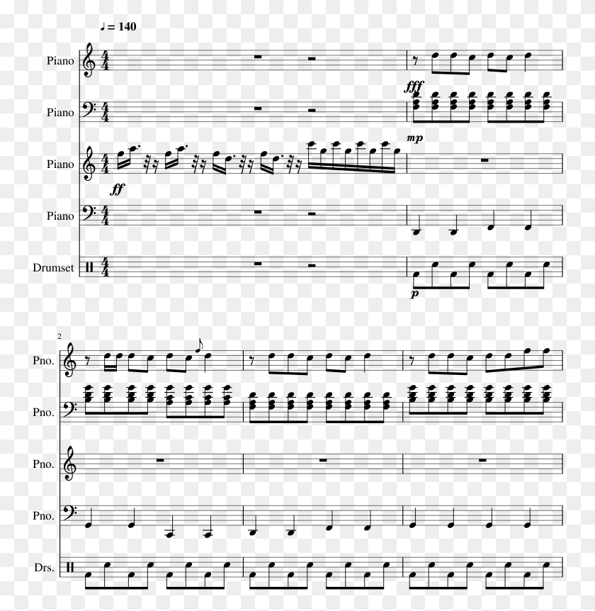 750x802 Lg 36302526 Sheet Music 1 Of 5 Pages 2cellos Whole Lotta Love Sheet Music, Gray, World Of Warcraft HD PNG Download