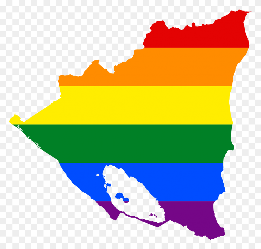 1175x1115 Lgbt Flag Map Of Nicaragua Lgbt Nicaragua, Outdoors, Water, Nature HD PNG Download