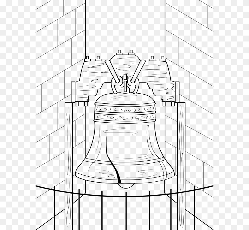 600x776 Liberty Bell Coloring, Gray Clipart PNG