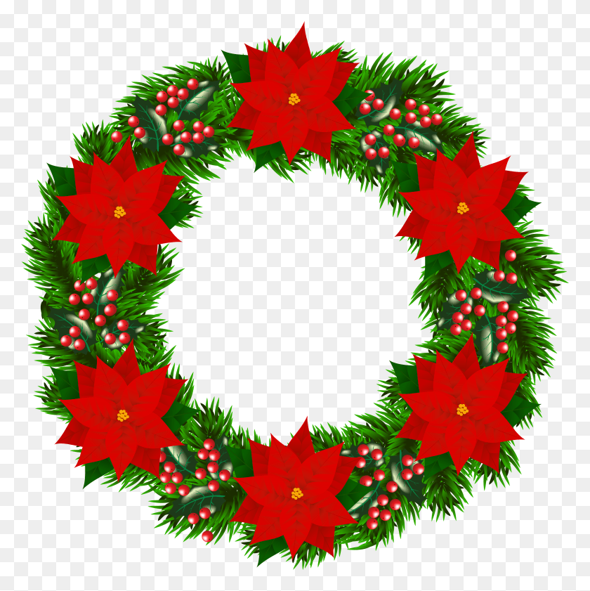 5772x5782 Library At Getdrawings Com For Personal Wreath Of Poinsettias HD PNG Download