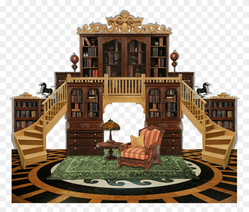 843x709 Library Librarian Fantasy Books Bookshelves House, Furniture, Chair, Interior Design HD PNG Download