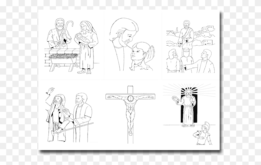 603x471 Life Of Christ Coloring Pages Cartoon, Person, Human, Symbol HD PNG Download