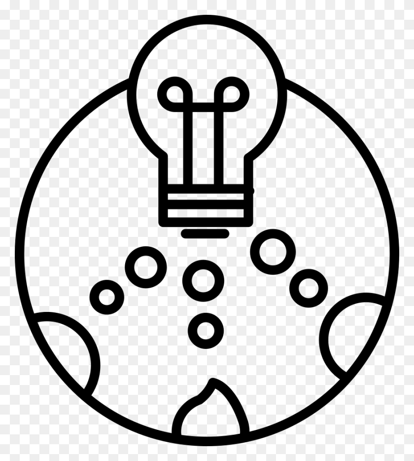 874x980 Light Bulb In A Circle With Small Circles Comments Incandescent Light Bulb, Stencil, Light, Symbol HD PNG Download