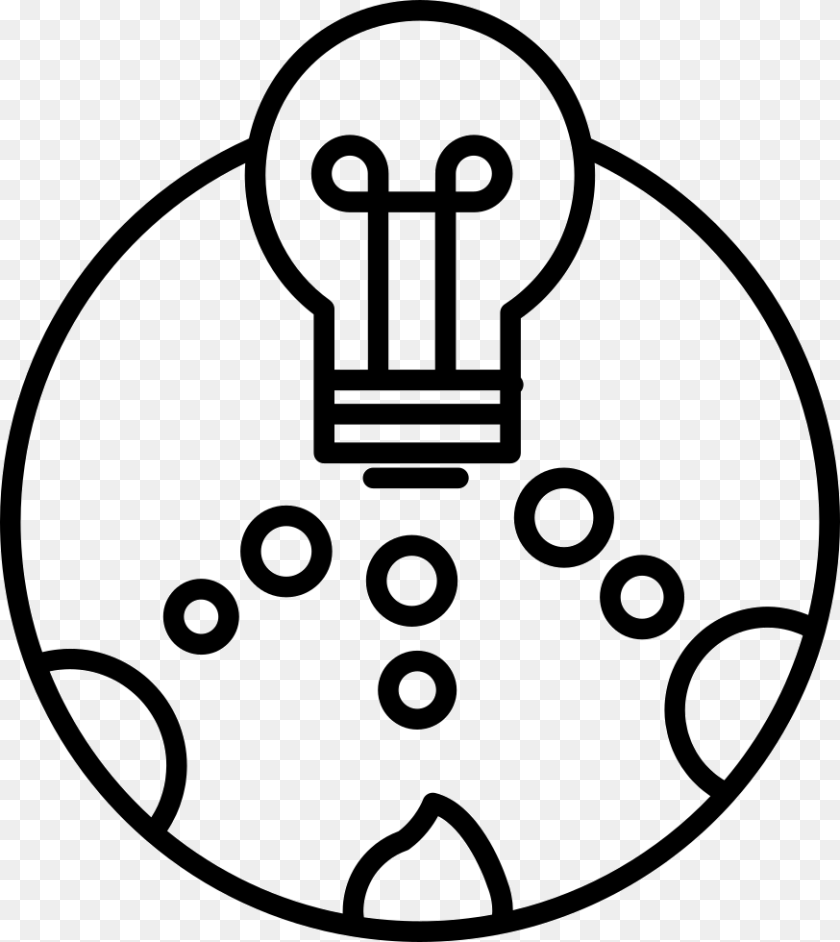 Light Bulb In A Circle With Small Circles Comments Incandescent Light Bulb, Ammunition, Grenade, Weapon, Lightbulb PNG
