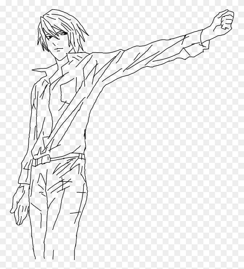 773x865 Light Drawing Joint Light Yagami Lineart, Gray, World Of Warcraft HD PNG Download