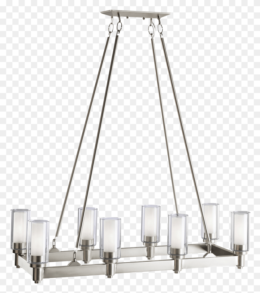935x1062 Light Linear Chandelier In Brushed Nickel Circolo Dining Room Lighting Nickel, Lamp, Bow, Tripod HD PNG Download