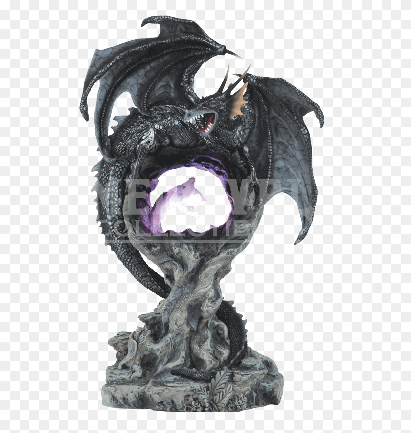 520x827 Light Up Black Dragon And Wyrmling Estatua Estatua, Alien, Vidrio Hd Png