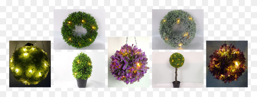 982x327 Lighted Artificial Topiary Trees Artificial Flower, Plant, Tree, Ornament Descargar Hd Png