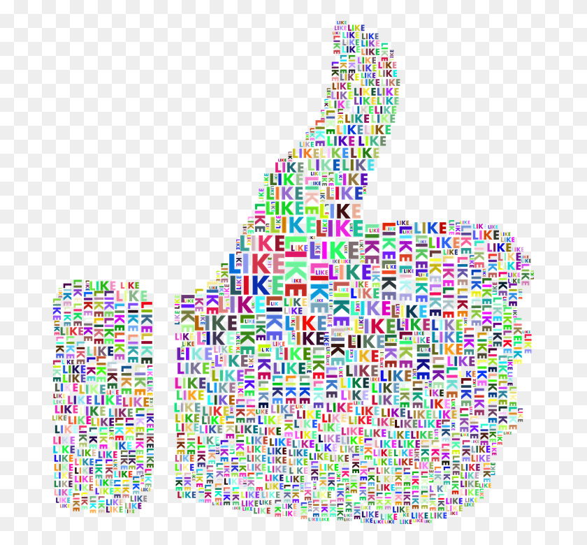 689x720 Descargar Png Me Gusta Facebook Social Media Communications Internet Thumbs Up Colorful, Text, Mosaic Hd Png