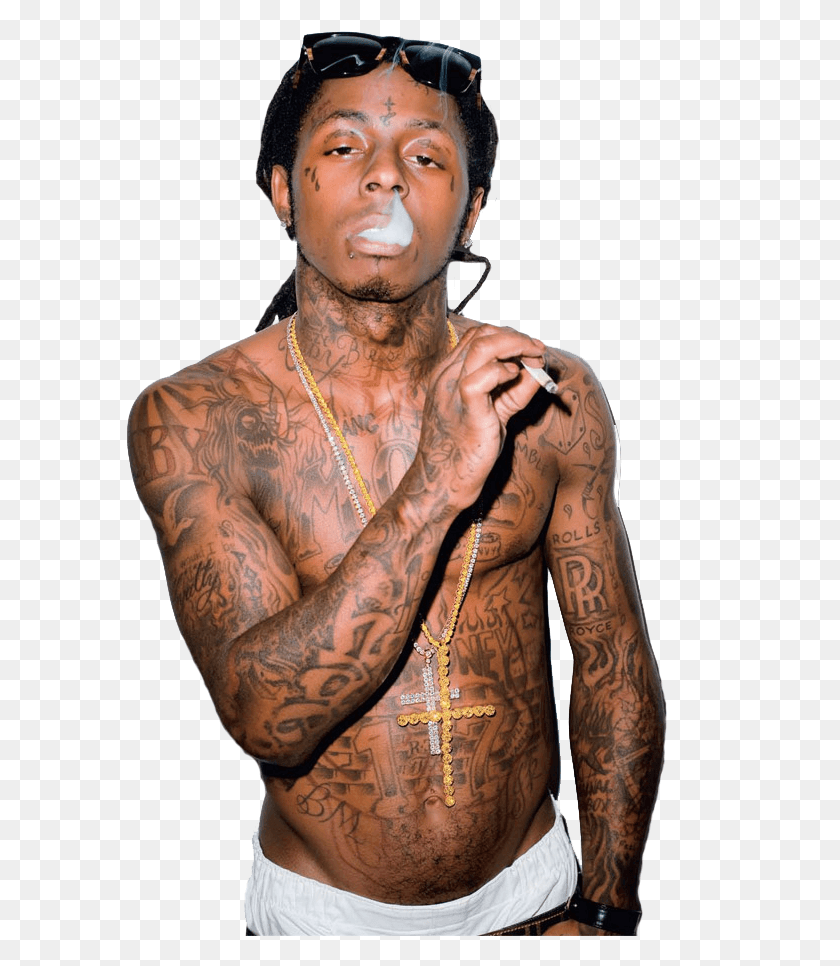 591x906 Lil Wayne By Maarcopngs Pluspng Lil Wayne Smoke, Кожа, Татуировка, Лицо Hd Png Скачать