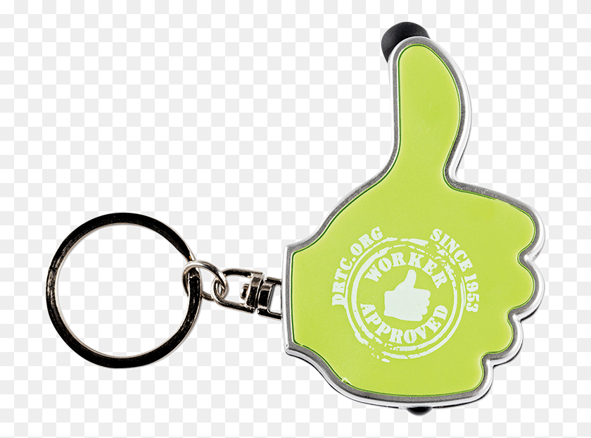 713x562 Lime Colored Thumbs Up Keyring With The Words Drtc Keychain, Smoke Pipe, Whistle, Logo HD PNG Download