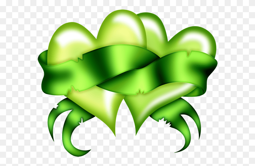 594x487 Lime Green Ribbon Amp Hearts Clipart Green Hearts, Plant, Recycling Symbol, Symbol HD PNG Download