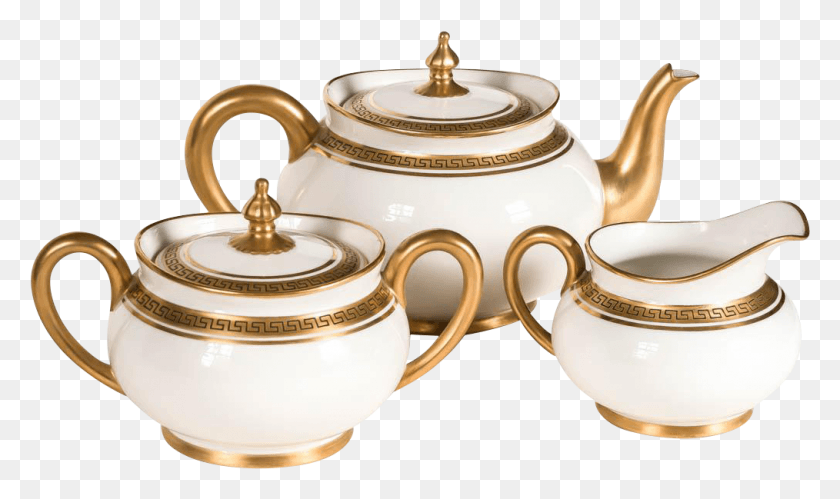 1014x571 Limoges Tea Set White Amp Gold Greek Key Pattern France Sugar Bowl, Pottery, Teapot, Pot HD PNG Download