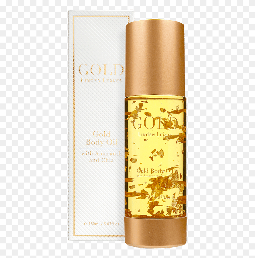 395x788 Linden Leaves Gold Body Oil Gold, Bottle, Cosmetics, Book HD PNG Download
