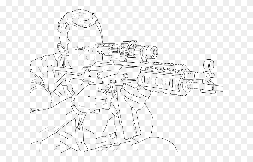 640x480 Line Art, Gun, Weapon, Weaponry HD PNG Download