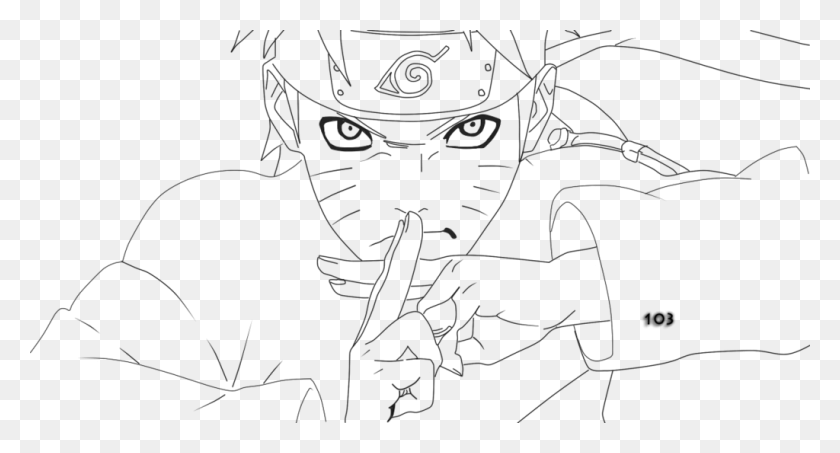 1024x516 Line Art Anime Naruto Line Art, Statue, Sculpture HD PNG Download