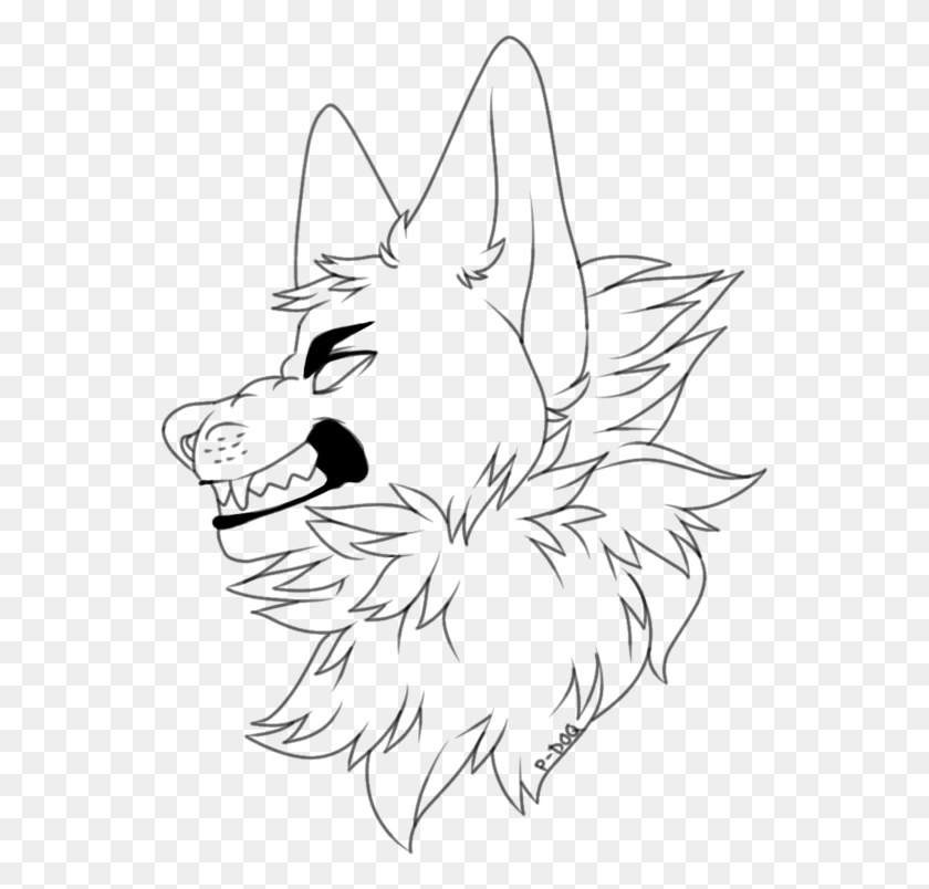 551x744 Line Art Whiskers Angry Wolf Head Base, Gray, World Of Warcraft HD PNG Download