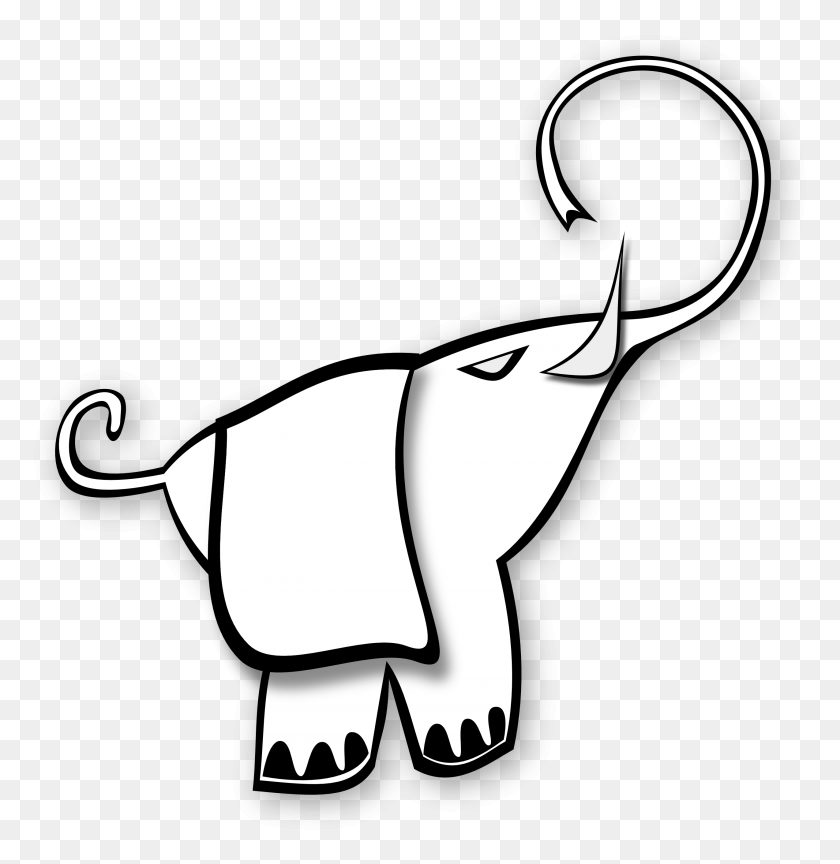 2548x2627 Dibujo Lineal Elefante Clip Art Super Blue Elephant, Stencil, Cara Hd Png