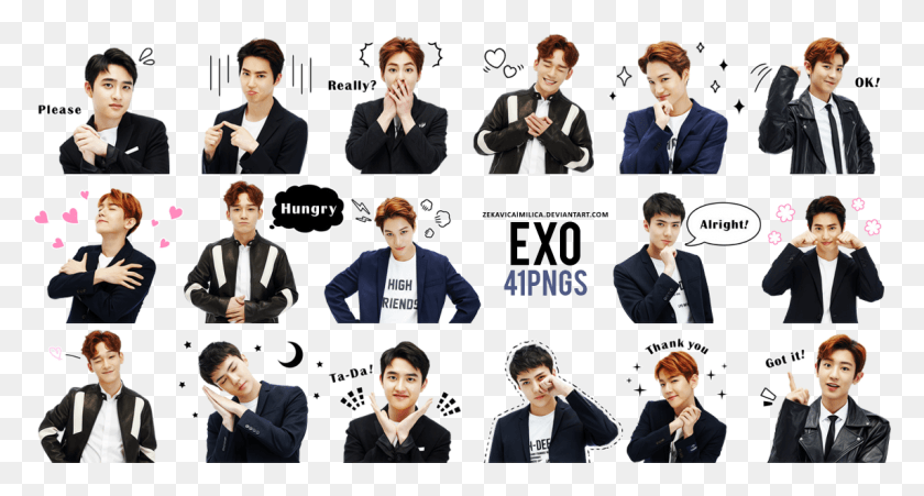 1143x573 Line Stickers Pack Exo Sticker, Person, Clothing, Performer HD PNG Download