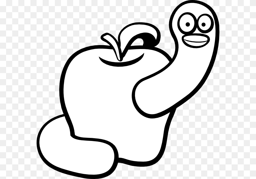 Lineart Apple Worm Clip Art For Web, Stencil, Animal, Bear, Mammal Clipart PNG