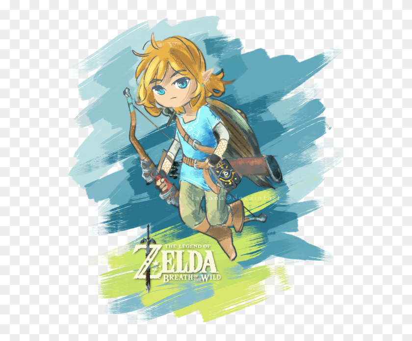 587x634 Link Breath Of The Wild By Laisa, Person, Human, Poster HD PNG Download
