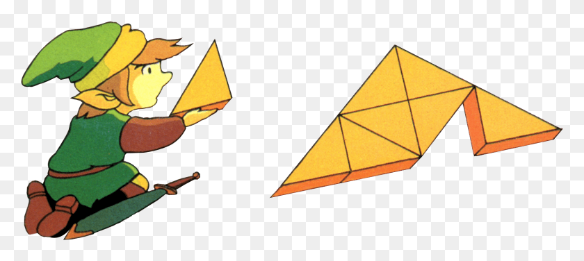 2374x963 Link With Triforce P Link And Zelda Triforce, Toy, Kite, Person HD PNG Download