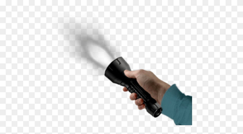 488x405 Linternon Flashlight In Hand, Light, Person, Human HD PNG Download