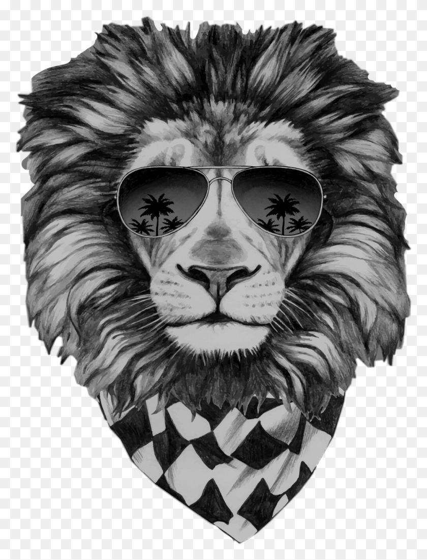 1024x1367 Lion Lionface Lionheart Lionhead Lionpride Coolguy Lion With Sunglasses Print, Accessories, Accessory, Person HD PNG Download