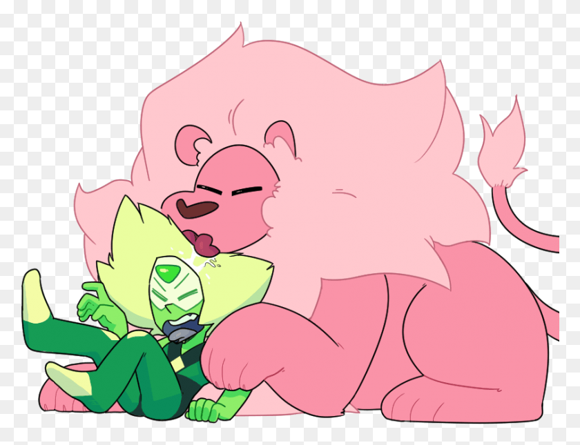 844x633 Lion Pink Red Nose Fictional Character Mammal Vertebrate Steven Universe Peridot And Lion, Leaf, Plant, Smelling HD PNG Download