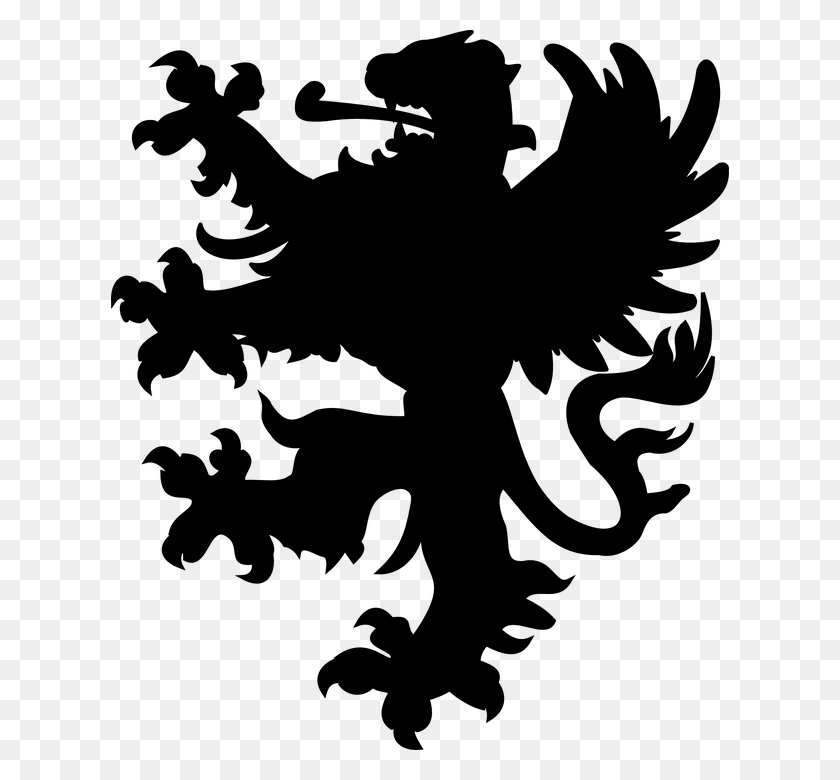 618x720 Lion Winged Heraldic Animal Silhouette Claws Fc Giessen, Gray, World Of Warcraft HD PNG Download