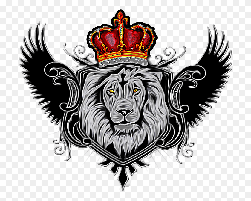 716x611 Lion Wings Couronne Crown Lion With Crown, Emblem, Symbol, Zebra HD PNG Download