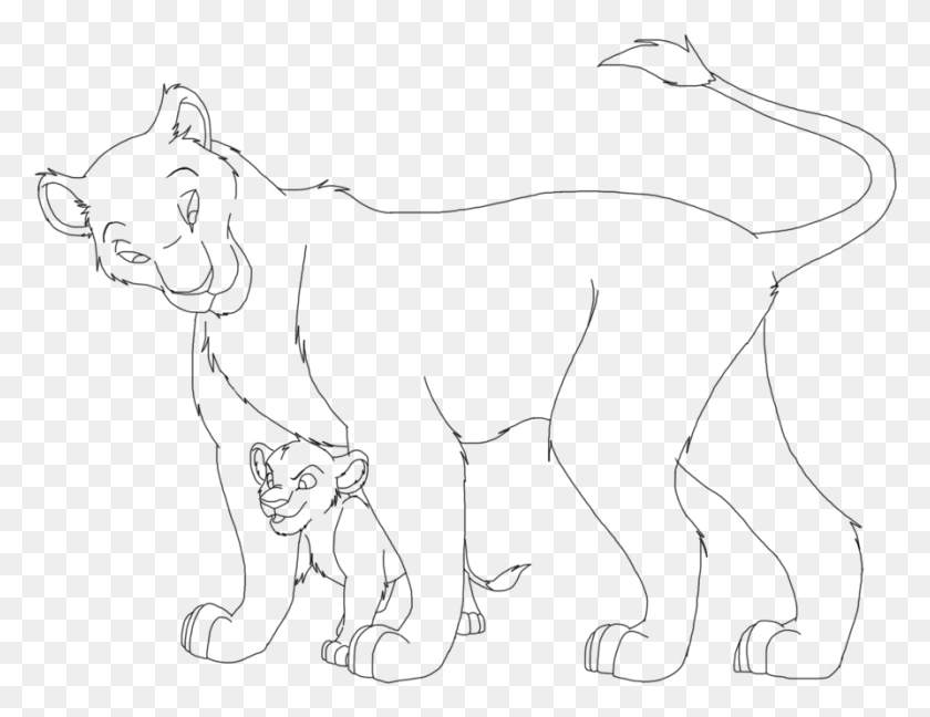 894x674 Lioness Drawing Realistic Line Art, Gray, World Of Warcraft HD PNG Download
