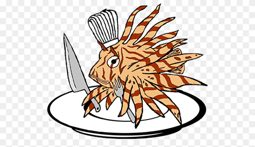 530x485 Lionfish Clipart Lion Fish, Cutlery, Food, Fork, Meal Sticker PNG