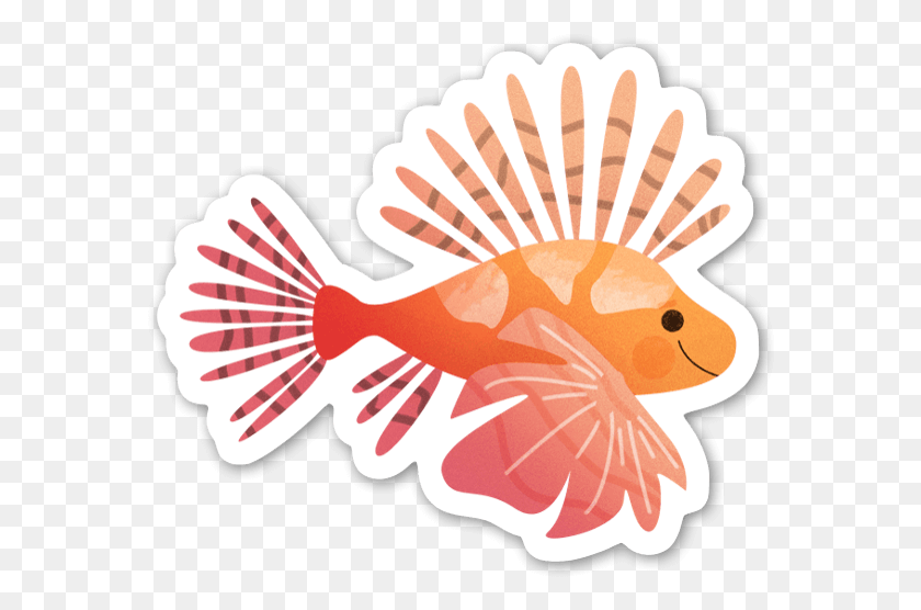 572x496 Lionfish Sticker, Animal, Fish, Goldfish HD PNG Download