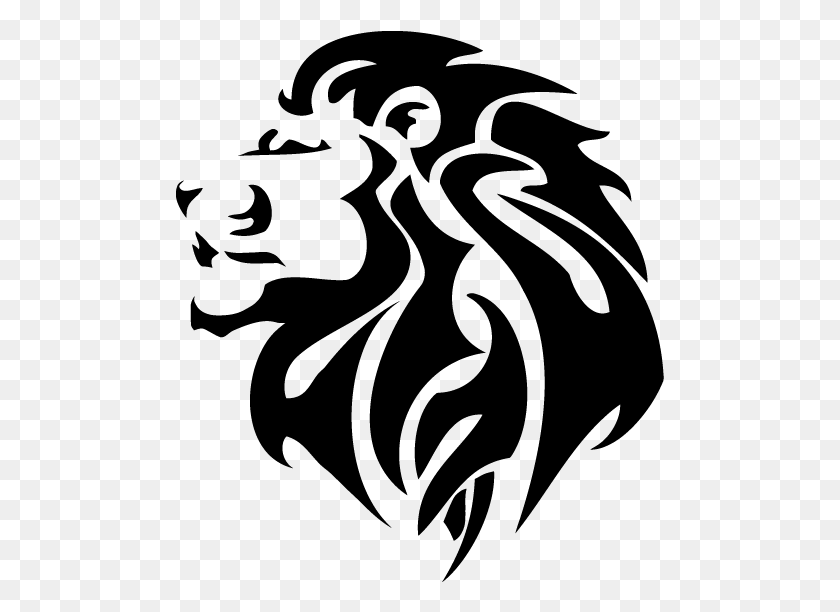 489x552 Lions Head Silhouette Tribal Lion Logo, Gray, World Of Warcraft HD PNG Download