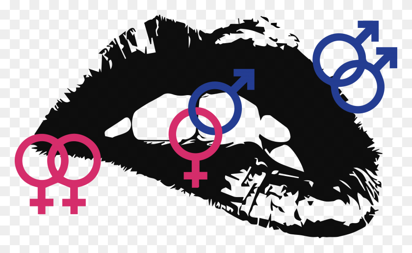 2458x1440 Lips Background With Gender Symbols Intertwined Black Lip Bite, Outdoors, Knot, Hand HD PNG Download