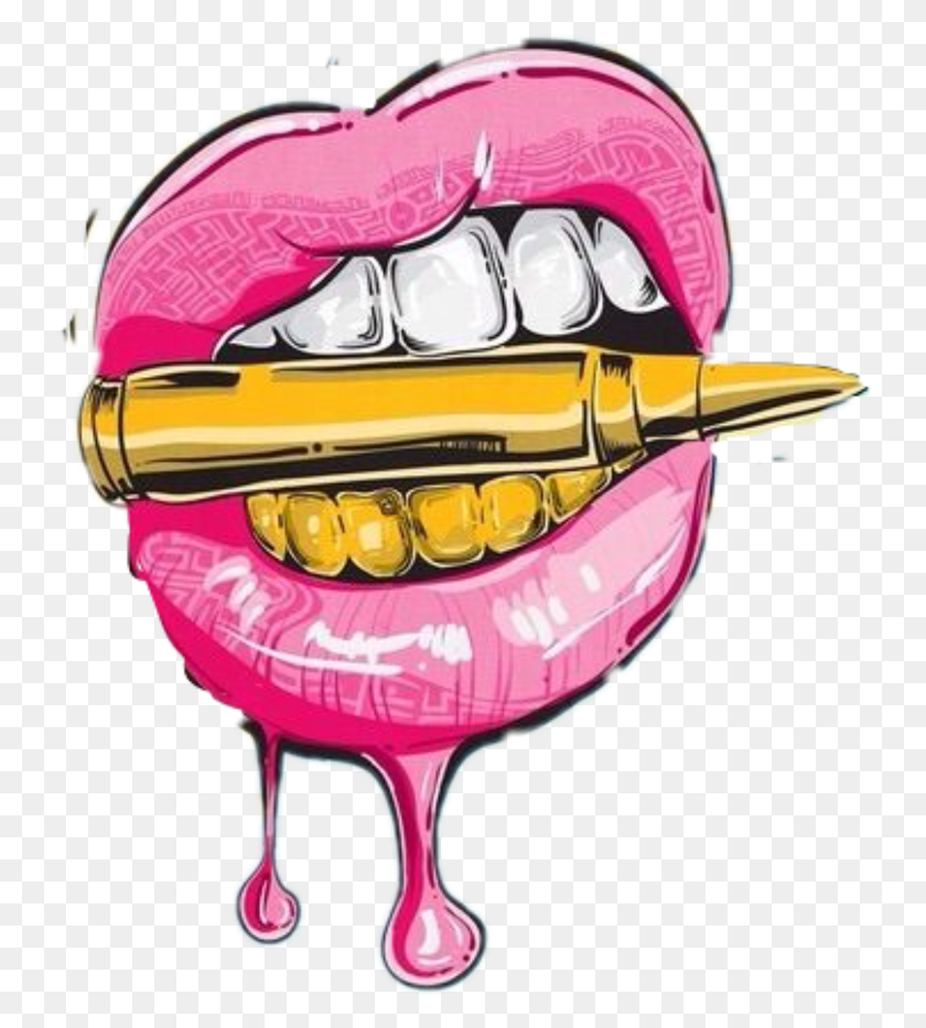 740x873 Lips Drawing Bullet Lips With Bullet Drawing, Helmet, Clothing, Apparel HD PNG Download