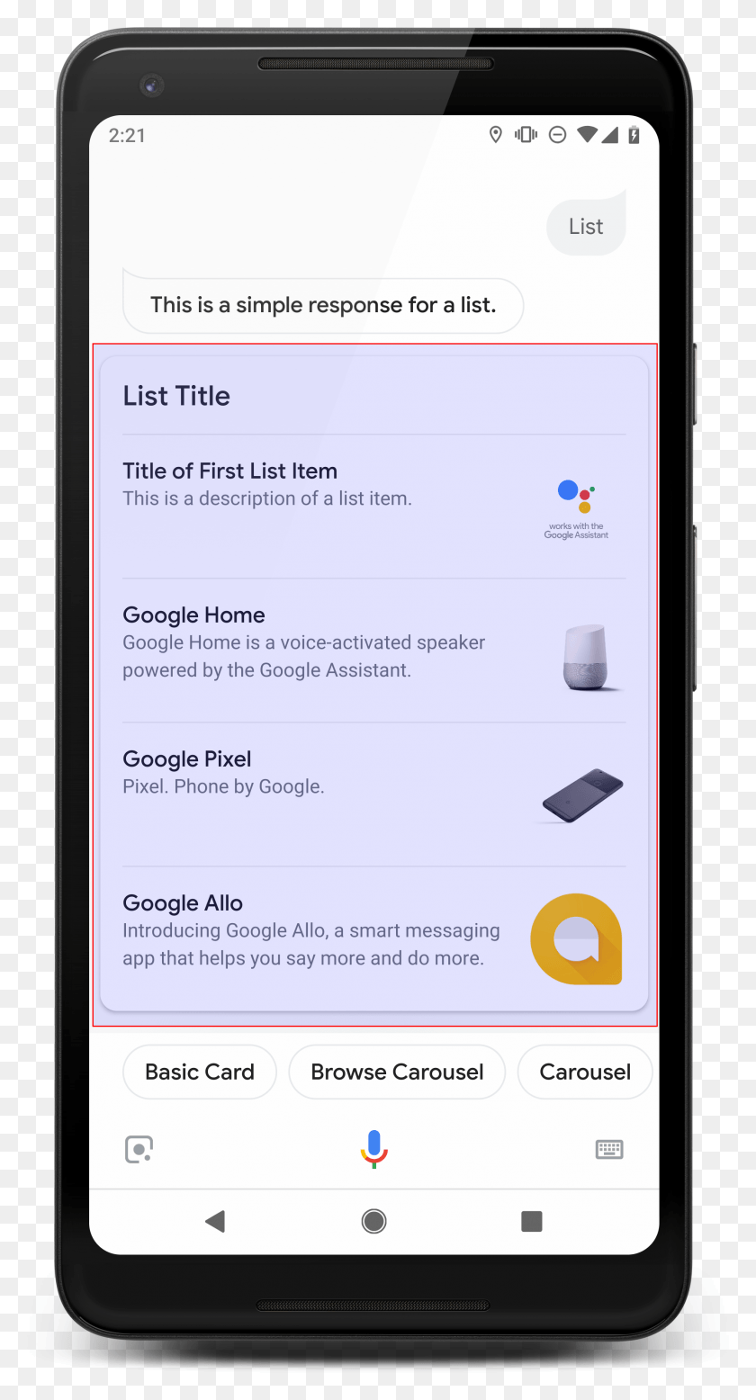 1773x3402 List Example Google Assistant Rich Card, Mobile Phone, Phone, Electronics HD PNG Download