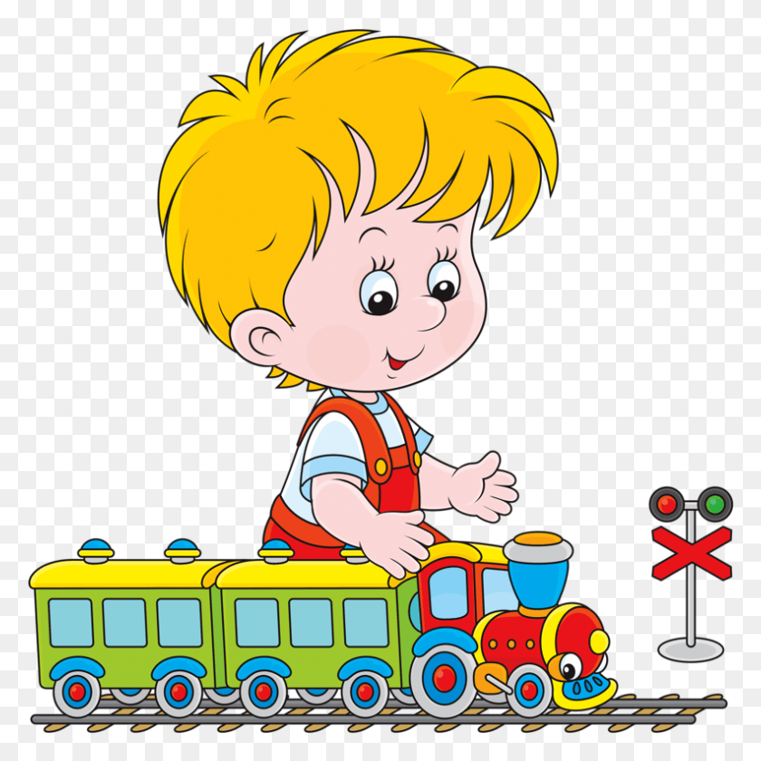 791x792 Little Boy With Train Cartoon Boy Playing With Train, Bus, Vehicle, Transportation HD PNG Download
