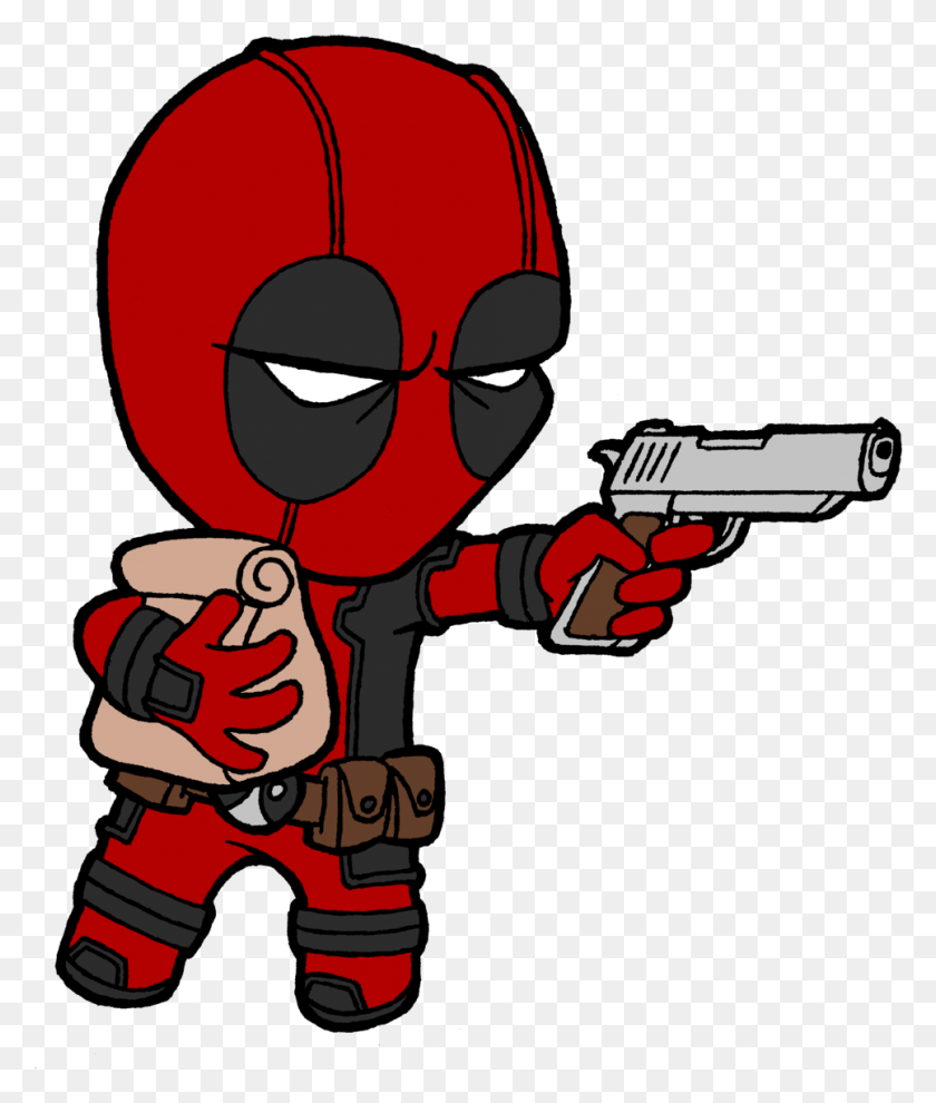 966x1152 Little Deadpool Cool Easy Deadpool Drawings, Weapon, Weaponry, Fireman HD PNG Download
