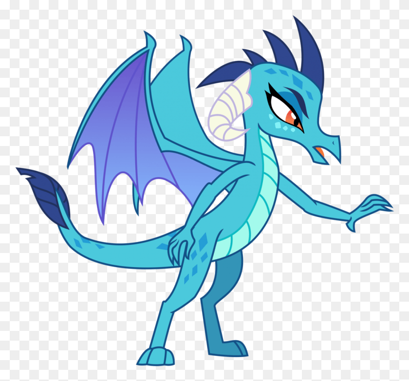 1066x989 Little Dragon Clipart Black Line My Little Pony Blue Dragon, Horse, Mammal, Animal HD PNG Download