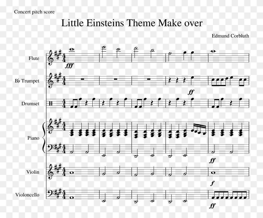 752x638 Little Einsteins Theme Make Over Sheet Music Composed Sheet Music, Gray, World Of Warcraft HD PNG Download