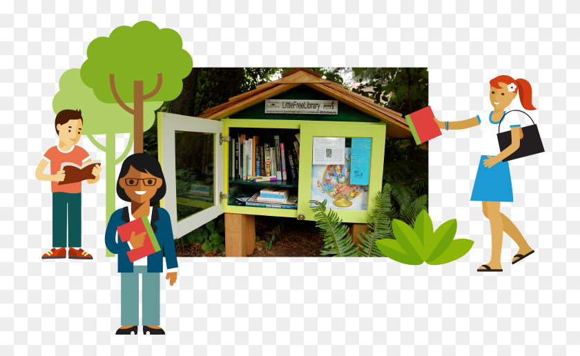 738x456 Little Free Library Cartoon, Person, Human, Housing HD PNG Download