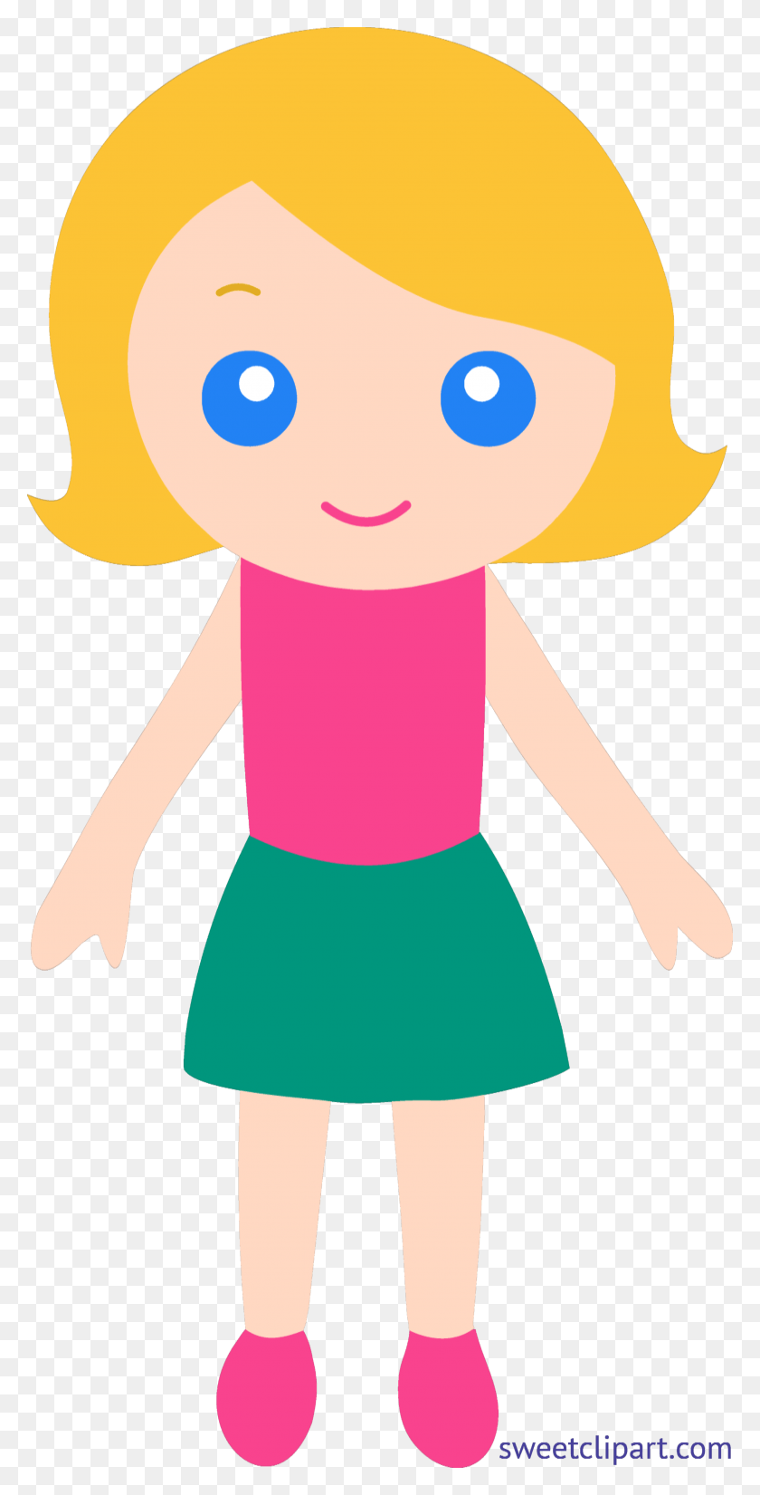2854x5822 Little Girl 4 Blonde Clip Art Blonde Hair Girl Cartoon, Doll, Toy, Person HD PNG Download