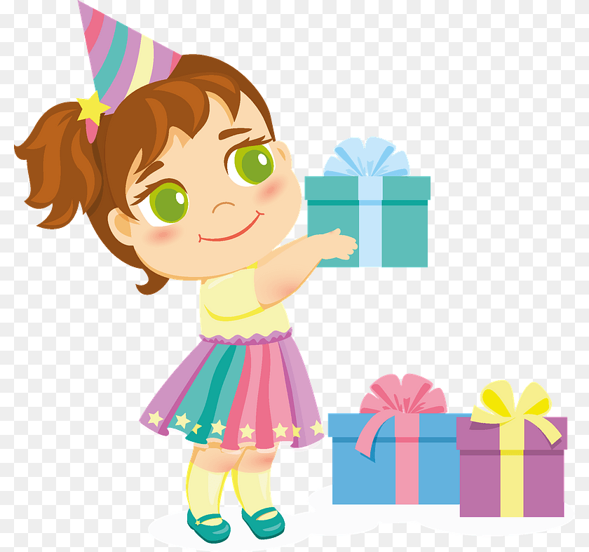 800x787 Little Girl Birthday Clipart Illustration, Baby, Person, Clothing, Face Sticker PNG