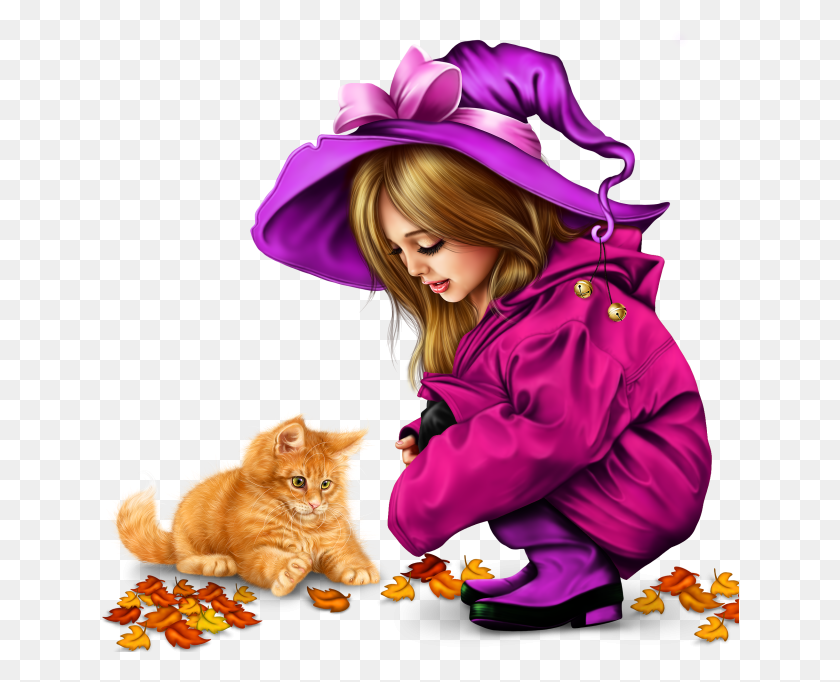 638x622 Little Girl In Raincoat With A Kitty Raincoat, Clothing, Hat, Person HD PNG Download