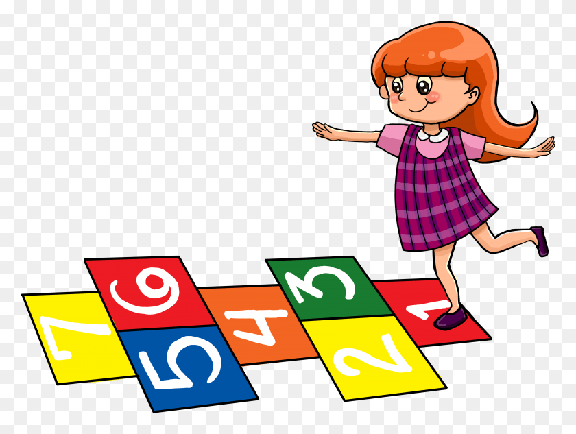 4790x3523 Little Girl Playing Hopscotch Tictacteach Girl Playing Hopscotch Clipart, Person, Human, Number HD PNG Download
