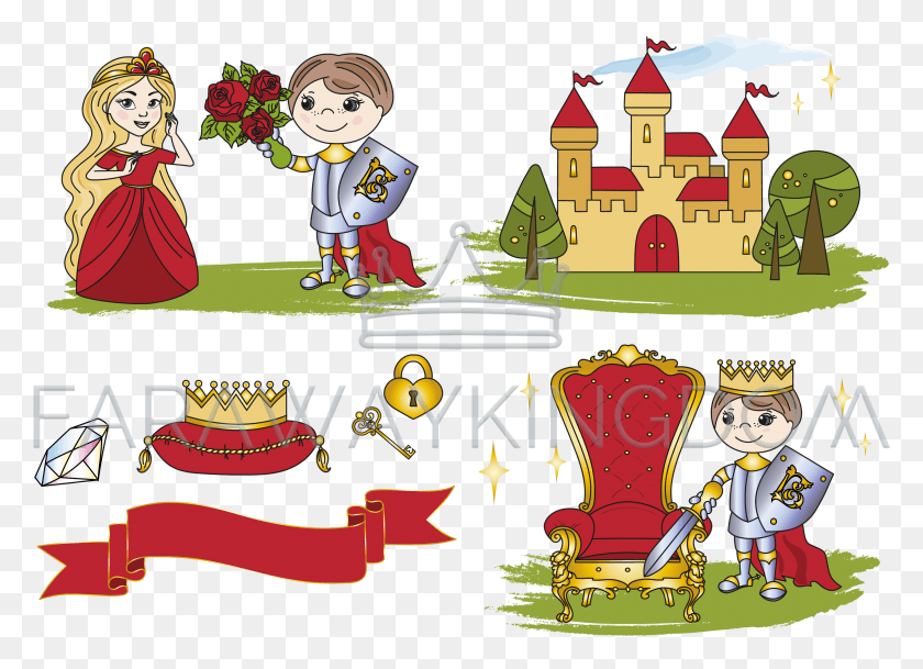 3506x2470 Little King Castle Fairy Tale Cartoon Vector Illustration, Furniture, Text HD PNG Download